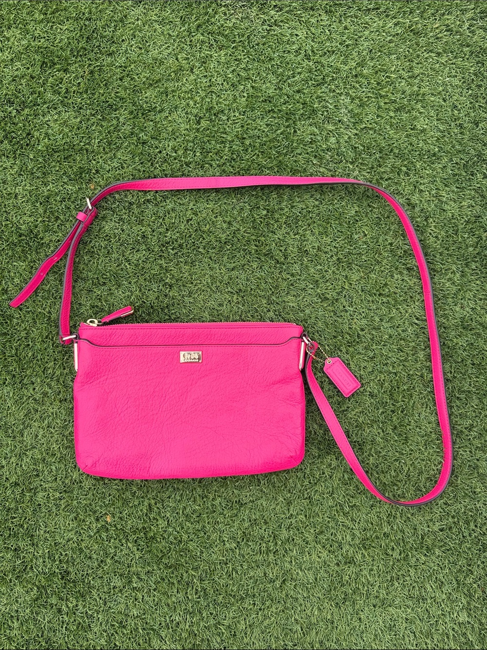 Coach Pink Pebbled Leather Crossbody with Gold Hardware EUC